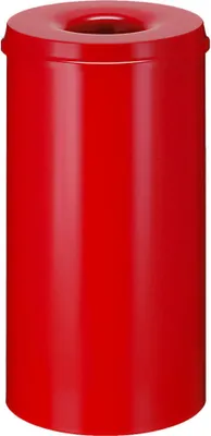 Produktbild von Selbstlöschender Papierkorb & Abfallsammler aus Metall | 50 Liter, HxØ 63x33,5cm | Rot