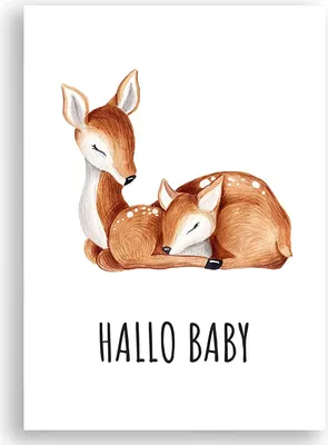 Produktbild von Friendly Fox Karte zur Geburt Rehkitz, Glückwunsch zum Baby, A6 Karte zur Baby Geburt, Karte mit Kraftpapier Umschlag, Grußkarte Glückwunschkarte