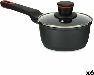 Image de Casserole avec couvercle Ø 16 cm Noir Aluminium (6 pièces)