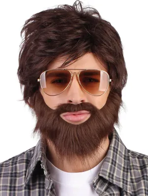Produktbild von Alan Hangover Vollbart und Perücke - Kostüm Set Braun Fasching Perücke & Bart
