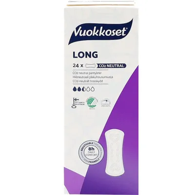 Zdjęcie produktu dla Wkładki Vuokkoset White LONG 24 szt. | Dłuższa Ochrona (17,5 cm) | Hipoalergiczne, Oddychające, Bez Zapachu | Lepszy Komfort
