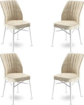 Productafbeelding van Skye Decor, Flex - Crème, Wit, Set van 4 stoelen, 100% metaal, kleur crème, afmetingen 45 x 42 x 93 cm