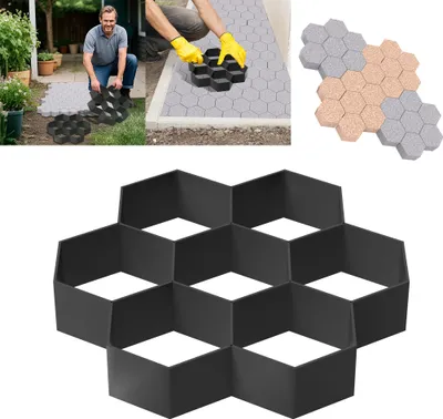 Produktbild von LZQ 1 Stück Pflasterform Gehweg Form Pflasterstein DIY Pflaster Bodenbelag Platten 29x28x4,4cm Gehwegplatte Schablone für Beton, Gehweg, Pflastersteine, Terrassenplatten (Typ E)