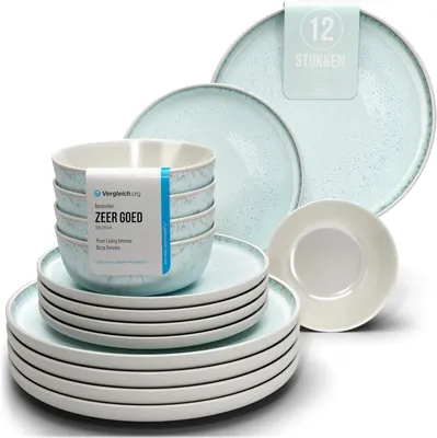 Produktbild von Serviesset 12-teilig aus Aardewerk, für 4 Personen, mediterraanes , spülmaschinen- und mikrowellengeeignet