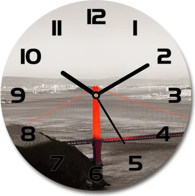 Produktbild von Wanduhr aus Glas 30fi Glasbild Glasuhr Gehärtetes Glas - schwarze-zeiger - San Francisco Bridge