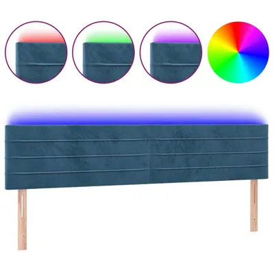 Zdjęcie produktu dla Zagłówek Do Łóżka Z Led, Ciemnoniebieski 160X5X78/88Cm, Aksamit Lumarko!