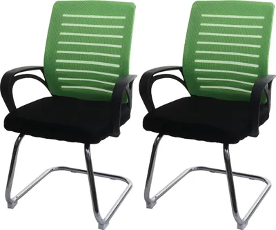 Obrázek produktu pro sada 2 konferenčních židlí HWC-K51, konzolová židle pro návštěvníky, nosnost 150 kg, tkanina/textil  zelená