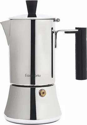 Zdjęcie produktu dla Dzbanek do espresso ze stali nierdzewnej, na kuchenkę indukcyjną i gazową, 4 filiżanki, 200 ml, srebrny