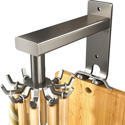 Produktbild von Küche Organizer, Garderobenhaken, Küchenutensilien Haken 360° drehbar, Wandhalterung Küchenutensilienhalter mit 10 Haken, platzsparend