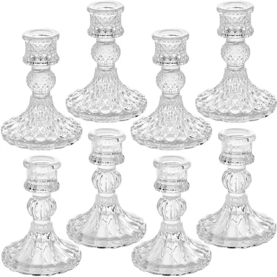 Immagine prodotto di Omgoods - Set di 8 portacandele in vetro trasparente