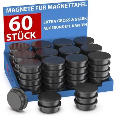 Produktbild von Starke Magnete für Whiteboards, Pinnwände, Kühlschränke, schwarz, 60 Stück