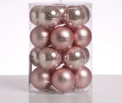 Christbaumkugel - Weihnachtsbaumkugel - Glas - D: 6cm - glänzend und matt - puderrosa - 20er Set