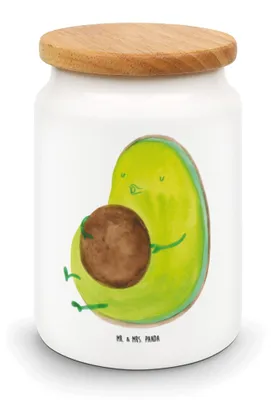 Produktbild von Mr. & Mrs. Panda Dose Avocado Pfeifen - Weiß - Geschenk, zuckerdose, Schwanger, Abnehmen, Keksdose, Diät, Frischhaltedose, Foodbaby, Snackdose, Veggie, behälter