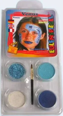 Produktbild von Eulenspiegel 204283, Gesichts-Make-up-Set, Blau, Mehrfarbig, Venus, Mädchen, Mottoparty