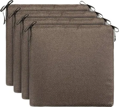 Produktbild von Famanu Stuhlkissen Wetterfest - Geflochtenes Muster ca. 38 x 38 x 3 cm braun, Set von 4