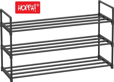 Produktbild von Hoppa! | Schuhregal | Schwarz – Eisen/Kunststoff – 92 x 30 x 54 cm