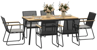 Produktbild von Outsunny Sitzgruppe 7-teilig Metall Essgruppe für 6 Personen Esstisch mit Tisch