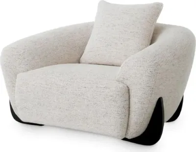 Produktbild von Casa Padrino Luxus Sessel mit Kissen Cremeweiß / Schwarz 126 cm