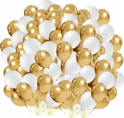 Produktbild von Weiße und goldfarbene Chromballons, Set für eine Kommunionfeier, 100 Stück,