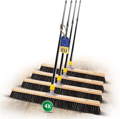 Produktbild von 4X Kehrbesen mit Rosshaar Mischung I 80 cm mit Teleskopstiel I Feinstaubbesen Werkstattbesen Kehrbesen Hofbesen