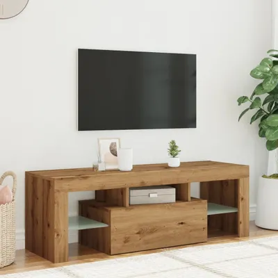 Zdjęcie produktu dla Maison Exclusive – szafka pod telewizor z oświetleniem LED, dąb Artisan, 120 x 36,5 x 40 cm, materiały drewnopochodne