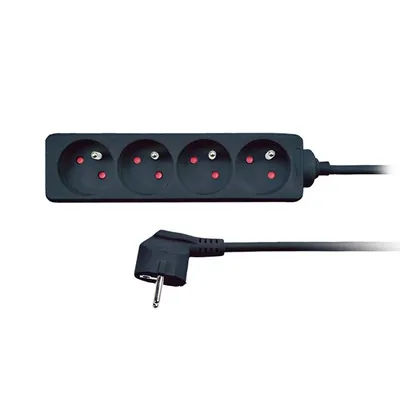 Produktbild von Solight Verlängerungskabel, 4 Steckdosen, schwarz, 3m