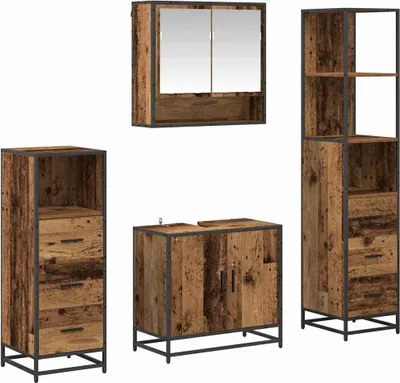 Immagine prodotto di vidaXL Set di mobili da bagno con cassetti 4 pezzi in legno di recupero materiale a base di legno