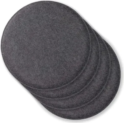 Produktbild von RUBBERNECK Auflagekissen Rutschfeste Filz Sitzkissen rund, 4er Set Stuhlkissen mit Antirutsch-Noppen, waschbar bei 30°, schwarz