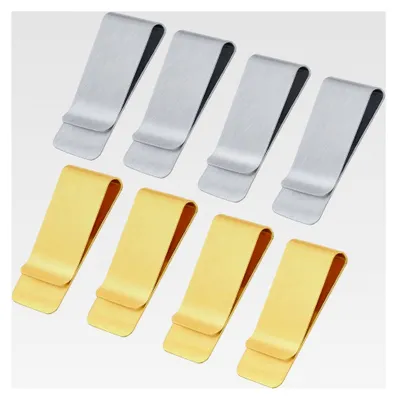 Produktbild von Geldklammer, 8 Stück Metall Geldscheinklammer, Geldclip, tragbare schlanke Geldbörse für Geldscheine, Visitenkarten, Kreditkarten und Dokumente (Silber, Gold)
