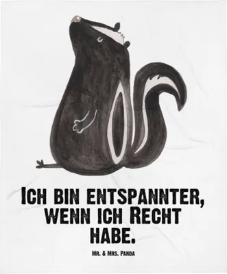 Produktbild von Mr. & Mrs. Panda Plaid Stinktier Sitzen - Weiß - Geschenk, Kinderdecke, Wildtier, Skunk, Erstlingsdecke, Raubtier, Babydecke, Spruch, Schlummerdecke, Fleecedecke