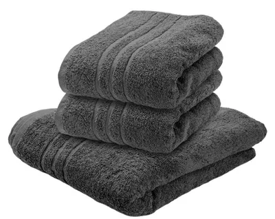 Produktbild von 1x COMFORT Badetuch dunkelgrau + 2x COMFORT Handtücher dunkelgrau, 100% Baumwolle