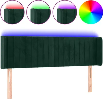Produktbild von vidaXL LED Kopfteil Dunkelgrün 147x16x78/88 cm Samt