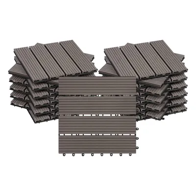 Produktbild von WOLTU WPC Terrassenfliesen Holzoptik Terrassendielen Fliese in Bodenbelag mit klicksystem, für Terrasse und Balkon Coffee, 30x30 cm im Set (22 Stück / 2 m²)