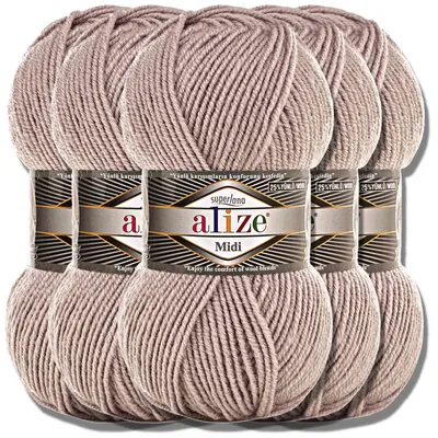 Produktbild von Alize 5x 100g Superlana Midi Wolle, Uni, Häkeln, Stricken (652)