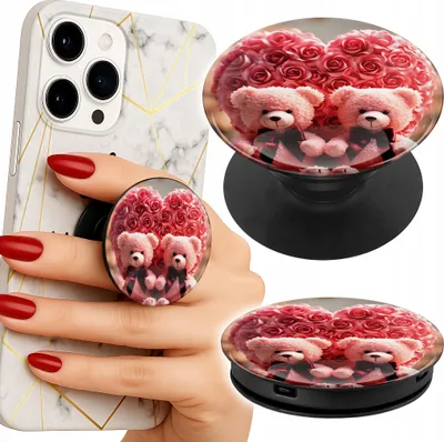 Obrázek produktu pro Drzak na telefon Popsocket na prst / stojanek - RODZINKA RÓŻANYCH MISIÓW SERCE