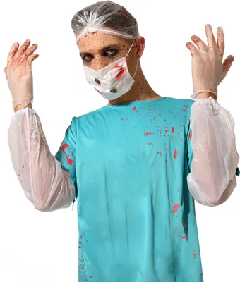 Produktbild von Blutige Arzt-Accessoires Halloween-Accessoires 6 Stück weiss-rot - Einheitsgröße