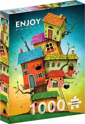 Productafbeelding van Puzzle van 1000 stukjes, merk Enjoy – Sprookjeshuizen