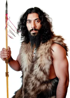 Produktbild von Troglodyten Speer Deko Tribal Karneval Accessoire Weltkulturen Inspiration Kostüm Zubehör Handgemachtes Design Originelle Verzierung, Farbe: Braun