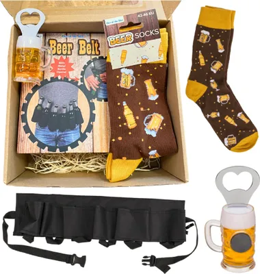 Produktbild von Biermann-Set - Biergürtel + Flaschenöffner + Biersocken (r.42-46)