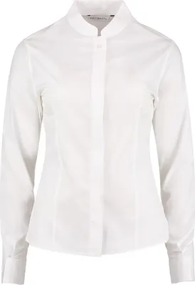 Image de Kustom Kit Chemise / Blouse à col montant pour femme, manches longues RW4507 (40 FR) (Blanc)