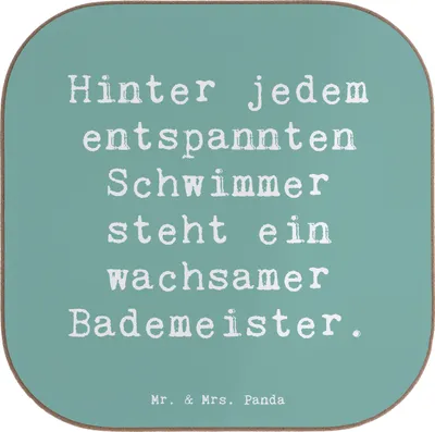 Produktbild von Mr. & Mrs. Panda Untersetzer für Gläser Spruch Bademeister schützend - Meeresbrise - Geschenk, Berufsgestaltung, Schwimmbecken, Berufsprodukte, Beruf, Glas, Berufsleben
