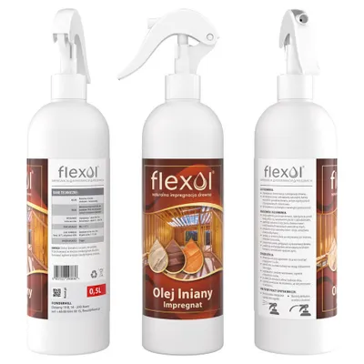 Obrázok produktu pre Ľanový olej FLEXOL 0,5 l - Prírodný prostriedok na ochranu dreva