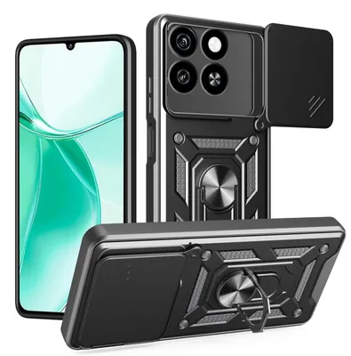 Immagine prodotto di Per ZTE Blade A35 4G / A55 4G Scorrevole fotocamera ibrida protettiva anello di copertura nero