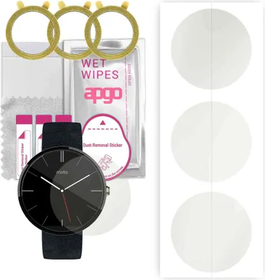 Produktbild von apgo 3 Stück Schutzfolie, Matt, kompatibel mit Motorola Moto 360 Smartwatch, Hydrogel Displayschutzfolie mit Positionierhilfe, Displayfolie, robust und kratzfest