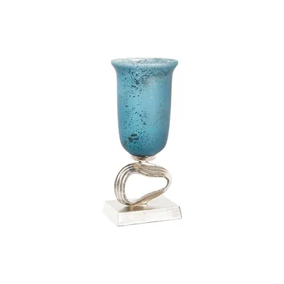 Produktbild von Vase DKD Home Decor Kristall Silberfarben Blau Aluminium (15 x 15 x 35 cm)