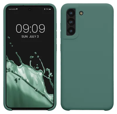 Produktbild von kwmobile Handyhülle für Samsung Galaxy S21 FE Hülle - Case Silikon - Kabelloses Laden - Schutzhülle Cover in Tannengrün