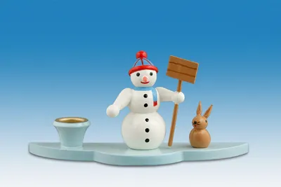 Produktbild von Kerzenhalter Schneemann mit Hase Höhe ca. 6cm NEU