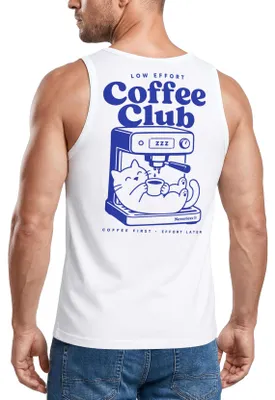 Produktbild von Tanktop Herren mit Grafik-Print - Design Cat Coffee- Trägershirt Baumwolle Sommer Sport Streetwear Neverless®