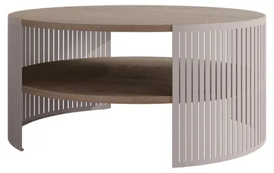 Produktbild von MIRJAN24 Couchtisch Fikoli Cashmere, Wohnzimmer Kaffeetisch, Beine und Seiten aus Stahl (Farbe: Cashmere / Cremona Cannolo)