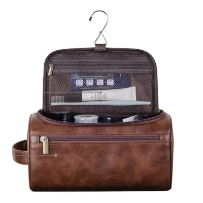 Produktbild von Gentleman’s Selection Premium Kosmetiktasche – Kulturbeutel aus Kunstleder, wasserabweisend, Hellbraun
